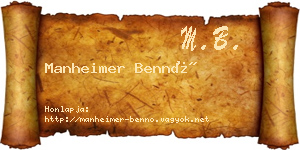 Manheimer Bennó névjegykártya